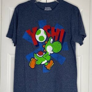 Men's Nintendo Super Mario Yoshi T-Shirt Short Sleeve Blue 2015 Size Medium.